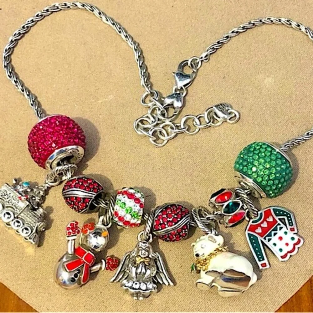 🎄Brighton Navette Spacer in Multi with Red & green oval-shape crystals Retired - Picture 6 of 7